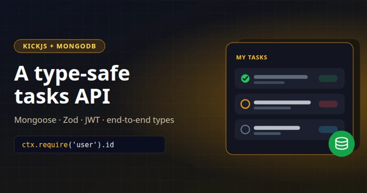 Build a type-safe tasks API with KickJS and MongoDB, end to end